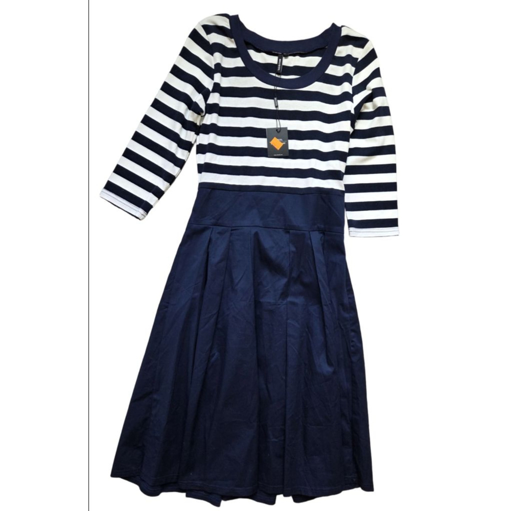 Women's MIUSOL Dress Size S Navy and White